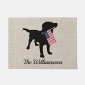 カスタムBlack Lab Dog USAフラグWelcome doormat ドアマット (正面)