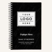 カスタムBlack Marble Business Logo従業員名 ノートブック (正面)