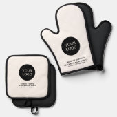 カスタムBlack & White Business Logo Branded 鍋つかみ&鍋敷きセット (正面/裏面)