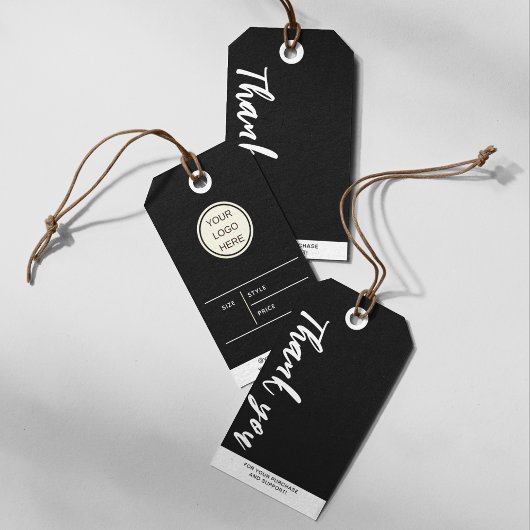 カスタムBlack & White Business Logo Price Thank You ギフトタグ