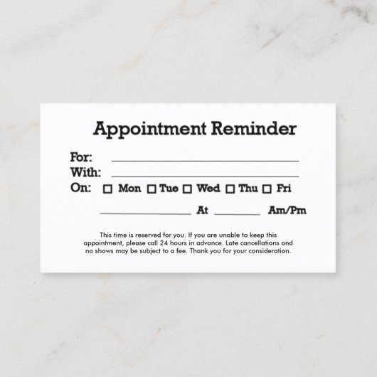 カスタムBlkの5日間のロゴのアポイントメントのメモカード 予約カード (裏面)