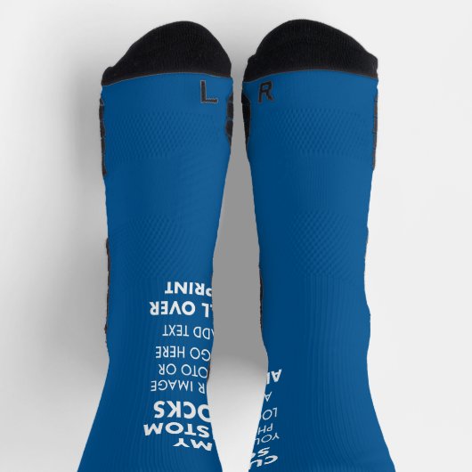 カスタムBLUE All Overプリントメンズスポーツソックス ソックス (上部)