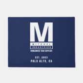 カスタムBlue Monogramロはっきりしたゴ事業名 ドアマット (正面)