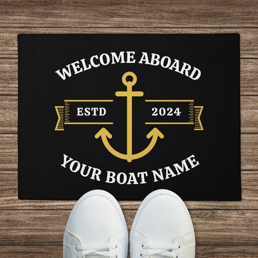 カスタムBoat Name Welcome Aboard Aboard Aboard & Boat  ドアマット