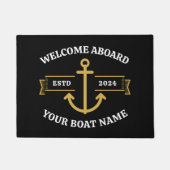 カスタムBoat Name Welcome Aboard Aboard Aboard & Boat  ドアマット (正面)