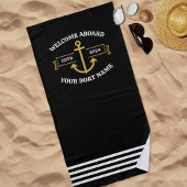 カスタムBoat Name Welcome Aboard Aboard Aboard & Boat  ビーチタオル