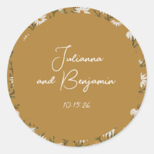 カスタムBohoフローラ黄色のスクリプト名結婚のクラス