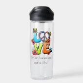 カスタムBoho Frog Peace Groovy Hippieをパーソナライズ ウォーターボトル (背面)