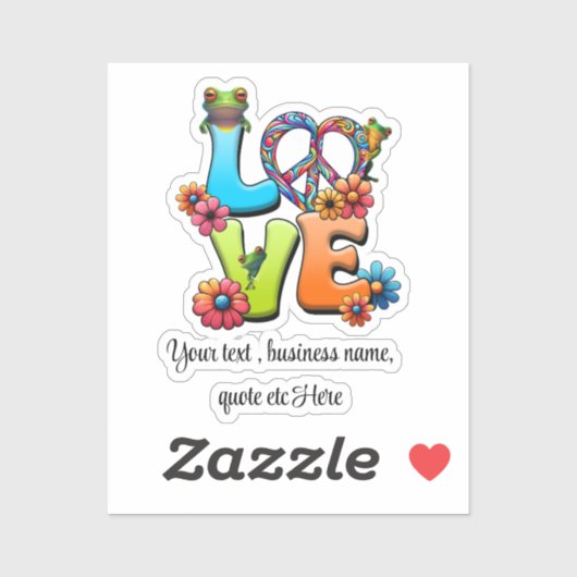 カスタムBoho Frog Peace Groovy Hippieをパーソナライズ シール (シート)