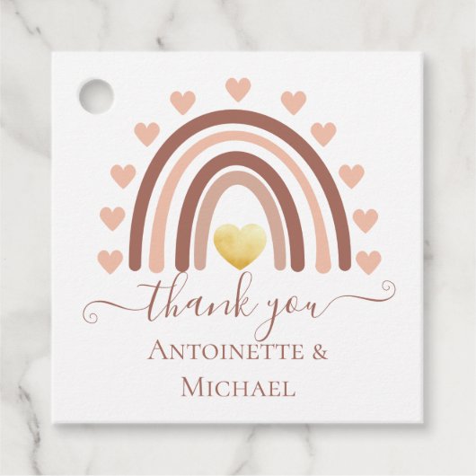 カスタムBoho Rainbow Baby Shower Thank you フェイバータグ (正面)