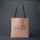 カスタムBridesmaidスクリプト名Clay トートバッグ<br><div class="desc">黒い台本モダン名と赤いハートを持つシックな粘土色のバッグで、花嫁の提案に最適。あなたの花嫁はバチェロレッテ旅行のための必需品で彼らのトートを満たすことができる結婚か、の朝をもたらす必需品。</div>