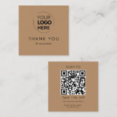 カスタムBrown BusinessロゴQRコードありがとう 割引カード (正面/裏面)