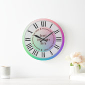 カスタムBrown Rainbowのロゴ、名前、スローガン ラージ壁時計 (ホーム)