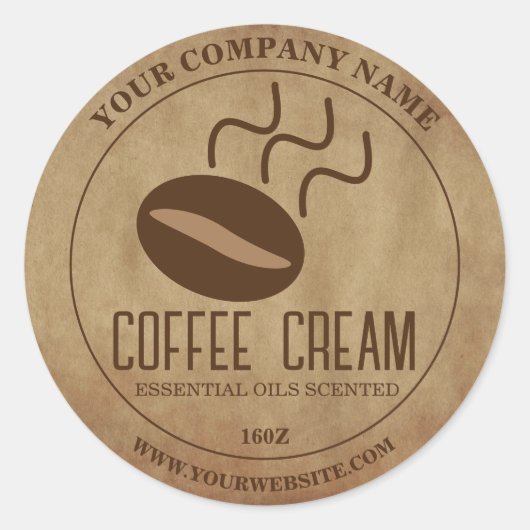 カスタムBrown Texture Round Labelシール ラウンドシール (正面)