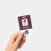 カスタムBurgundy Red社員写真、バーコード、ロゴ バッジ (手持ち)