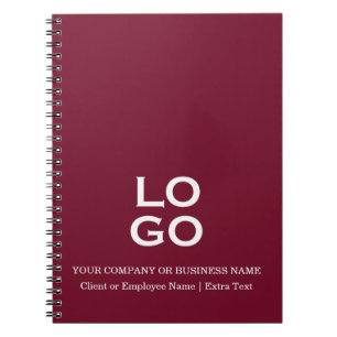 カスタムBusinessまたはCompany Logo & Title Burgundy ノートブック