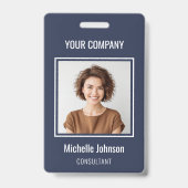 カスタムBusiness Basicシンプル従業員名写真 バッジ (正面)