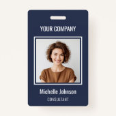 カスタムBusiness Basicシンプル従業員名写真 バッジ (正面)