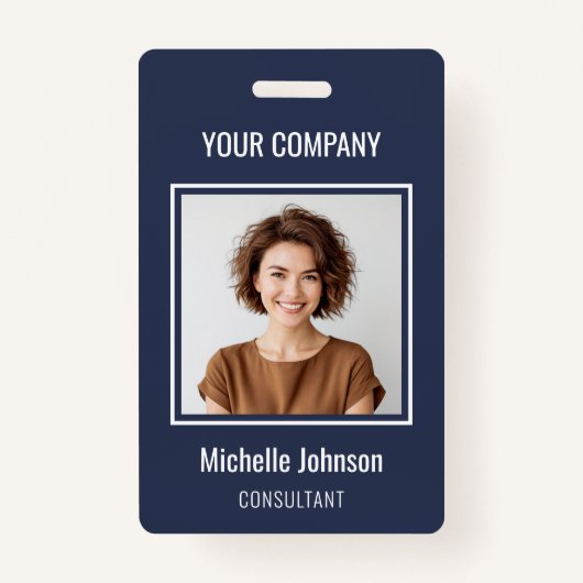 カスタムBusiness Basicシンプル従業員名写真 バッジ (正面)
