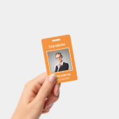 カスタムBusiness Basic従業員名写真オレンジ バッジ (手持ち)