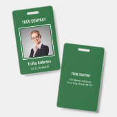 カスタムBusiness Basic従業員名写真緑 バッジ (正面&裏面)