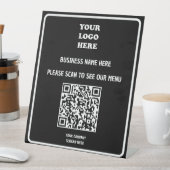 カスタムBusiness Black QRモダン Code Menu Logo Ped 台座サイン (インサイチュ)