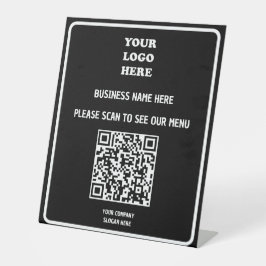 カスタムBusiness Black QRモダン Code Menu Logo Ped 台座サイン