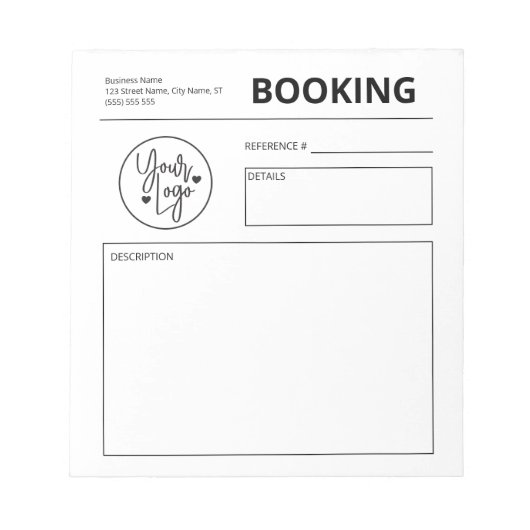 カスタムBusiness Booking Request Book Logo Notepad ノートパッド (正面)