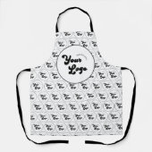 カスタムBusiness Companyロゴパターンブラック&ホワイト エプロン (正面)