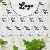 カスタムBusiness Companyロゴパターンブラック&ホワイト キッチンタオル (折り畳み)