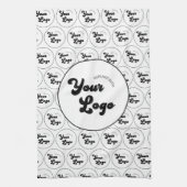 カスタムBusiness Companyロゴパターンブラック&ホワイト キッチンタオル (縦)