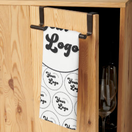 カスタムBusiness Companyロゴパターンブラック&ホワイト キッチンタオル