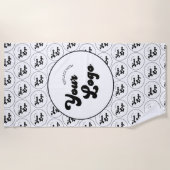 カスタムBusiness Companyロゴパターンブラック&ホワイト ビーチタオル (正面)