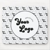 カスタムBusiness Companyロゴパターンブラック&ホワイト マウスパッド (正面)