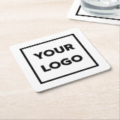 カスタムBusiness Companyロゴ スクエアペーパーコースター (アングル)