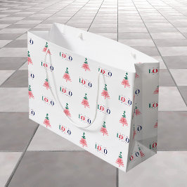カスタムBusiness Company Logo & Christmas Tree ラージペーパーバッグ