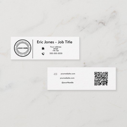 カスタムBUSINESS LOGOとソーシャルメディア スキニー名刺 (正面/裏面)