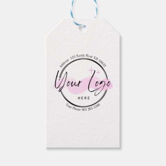 カスタムBusiness Logoテンプレート – 電話とアドレス ギフトタグ (正面)
