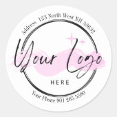 カスタムBusiness Logoテンプレート – 電話とアドレス ラウンドシール (正面)