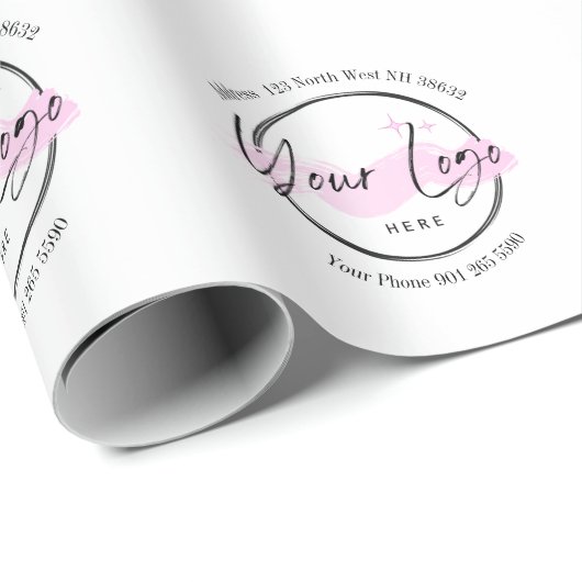 カスタムBusiness Logoテンプレート – 電話とアドレス ラッピングペーパー (ロールコーナー)