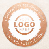カスタムBusiness Logoバラ金ゴールド ラウンドペーパーコースター (正面)