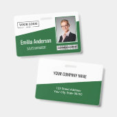 カスタムBusiness Logoバーコードフォト従業員の緑 バッジ (正面&裏面)