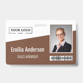 カスタムBusiness Logoバーコードフォト従業員ブラウン バッジ