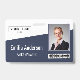 カスタムBusiness Logoバーコードフォト従業員ブルー バッジ
