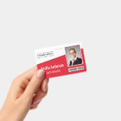 カスタムBusiness Logoバーコードフォト従業員Red バッジ (手持ち)