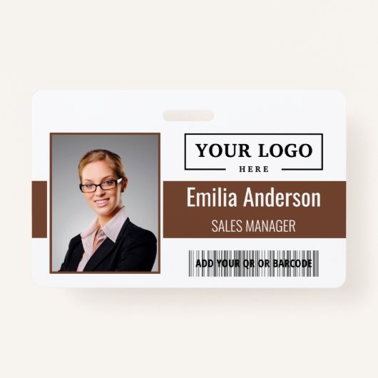 カスタムBusiness Logoバーコード従業員の写真 バッジ (正面)