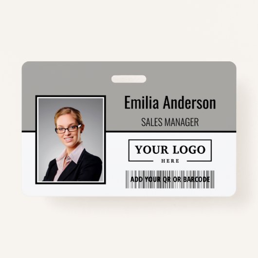 カスタムBusiness Logoバーコード従業員の写真 バッジ (正面)