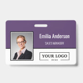 カスタムBusiness Logoバーコード従業員の写真 バッジ (正面)