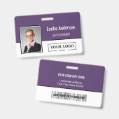 カスタムBusiness Logoバーコード従業員の写真 バッジ (正面&裏面)