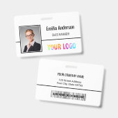 カスタムBusiness Logoバーコード従業員の写真 バッジ (正面＆裏面)